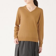 무인양품 여성용 워셔블 울 실크 V넥 스웨터 W9AA813
