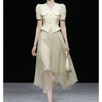 서예지 수입 봄 여름 가을 원피스 세트 투피스 쉬폰 자켓 샤 스커트 플레어 프리오더 부케받는사람 피로연 결혼식 복장 고퀄 수지 트위드 빅 사이즈 77