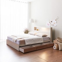 우아미가구 모노 밀크 A타입 LED 3서랍 슈퍼싱글 침대프레임 FO5138, 메이플오크