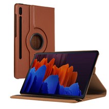 Arang 갤럭시탭 S7+ 12.4 SM-T975 T970 회전스탠드케이스 / 필름, 회전케이스-브라운