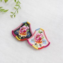 원단마트 자수와펜 자수패치 1개 한복 자수 장식 오정수 2컬러, 02.블랙