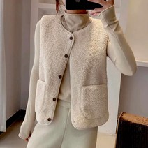 [엔젤디] 여성 안감 스웨이드 양털 후리스 조끼