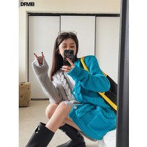 디자인 소소한 나른 배색 니트 가디건 스웨터녀
