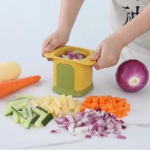 깍두기 기계 절단 사각 썰기 다기능 야채 절단기 가정용 손 압력 감자 깍둑 양파 주방 도구 커터, YELLOW, 노란색, 1개