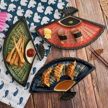 일식집 횟집 스시 회 접시 플레이팅 접시, 그린패턴