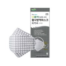 네퓨어 체크 패턴 황사방역 끈조절 대형 마스크[KF94], 그레이