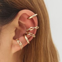 귀걸이 패션 크리스마스 써지컬 링 링귀찌 리본 하트 빈티지 골드 컬러 잎 이어 커프 블랙 비 피어싱 클립