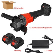 전동 그라인더 핸드 충전식 절단기 WOLIKE 388VF 125mm 1000W 무선 전기 앵글 배터리 18V 배터리 용 3 속도 DIY 공구, 협력사, 빨간색 2 배터리
