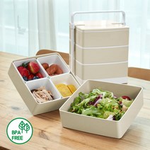 3단 도시락통 손잡이 찬합 도시락용기 피크닉 나들이, 아이보리, 1개