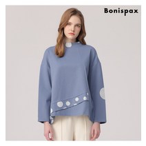 보니스팍스 보니스팍스 사선 프린트 배색 세로절개 티셔츠-MG69TS182