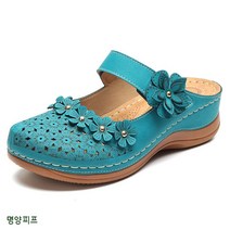 명양피프 어머니 뒷트임 슬립온 샌들 꽃장식 슬리퍼 신발 m2864