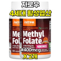 자로우 4세대 활성엽산 400mcg 활성형 엽산 60캡슐 2개, 60정