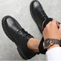 남성케쥬얼화 남자 발편한 옥스포드 구두 더비슈즈 경찰단화 신사화 블랙