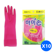 마미손 고무장갑 왼손 하나 M 중 x 10개입 핑크 주방, 왼손중 10입, 중(M)