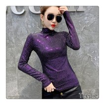티피 하이넥 티셔츠 여자 스타일 티셔츠 여자 긴팔 스키니 상의