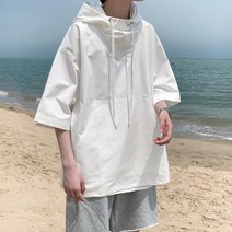 아메카지후드티 얇은 t셔츠 OVERSIZE 남자 디자인감각 보이핏 볼륨 아메카지스타일 클래식 카고 칠부 4618523860