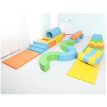 소프트 쿠션 미끄럼틀 아이 어린이 정글짐 계단 놀이터, 17점 세트 E