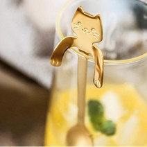 고양이티스푼 하이볼 머들러 롱티스푼 스테인리스 커피 칵테일, 실버, 숏(11.8cm) 1개입+롱(20cm) 1개입