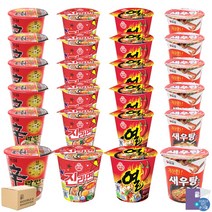 [더블비] 컵라면 소컵 1box 신라면 6개+ 진라면 6개+ 열라면 6개+ 새우탕 6개 농심 오뚜기 합24개입 + 더블비카드거울, 1박스