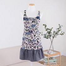 덴버 앞치마 고급나염 린넨 코튼 국내제작상품, 블루