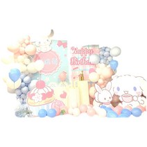 파티풍선세트 시나모롤 인스타 포토존 생일 해피벌스데이 홈파티 소품 가랜드 풍선, 큐티 마이멜로디 세트 2