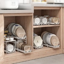 주방 수납 인출식 슬라이딩 서랍형 접시 그릇정리대 칸막이 그릇꽂이 일반형 접시 형, 없음