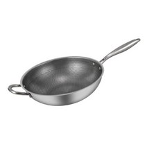 kata 430 스테인레스 스틸 wok 두꺼운 벌집 수제 프라이팬 비 스틱 비 부식 쿠커 팬 주방 조리기구, 34cm