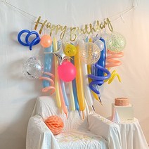 생일풍선 가랜드 세트 홈파티 두돌 꾸미기 스카이팡팡