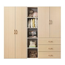 이안 시스템 장롱 2000 세트 (800옷장이불장+400오픈선반장+3서랍옷장) 드레스룸 수납 장농, 옷장 세트, 메이플