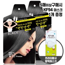 바람 BARAM ) 편한염색 간편 뿌리 흰머리 새치 펴난염색 샴푸염색약 한방염색약 (5매 구매시 마스크 증정), 블랙, 2매