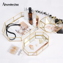 nordic ins geometry glass storage tray 황금 폴리곤 트레이 코스메틱 쥬얼리 데스크탑 플레이트 주최자 장식 홈 침실, 다각형 l