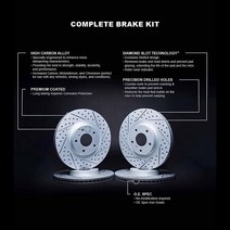 R1 Concepts 전면 후면 브레이크 로터 키트 | 디스크 드릴 및 슬롯 2014-2020 렉서스 IS200t IS300 IS350에 적합 1281649