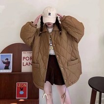 깅엄 패딩 여 누빔 빵복 루즈핏 한국형 코트