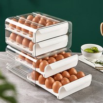[써보니조트라] 또르르 서랍형 달걀보관함 계란트레이 계란케이스 냉장고정리, 2단 서랍형 달걀보관함