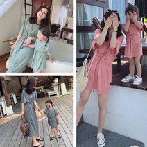 해외엄마랑딸 커플 여아 반팔 여름원피스 꼬임 루즈핏 찰랑 롱원피스 3컬러