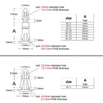 나일론 플라스틱 스탠드 오프 스페이서 리벳 푸시 인 잠금 클립 3-4mm 4.5-5.5mm 홀 용 고정 지지대 PCB, 01 RC-3
