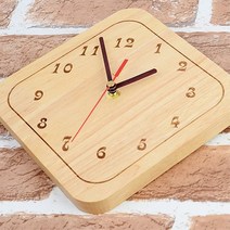리얼 원목 소형 무소음 벽시계 사각 숫자 전체 심플 클래식 시계 인테리어 집들이 선물, 기본