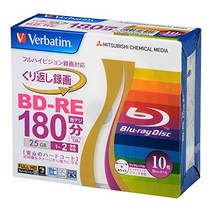 Verbatim 바베이텀 반복 녹화용 블루 레이 디스크 BD-RE 25GB 10장 화이트 프린터블 단면 1층 1-2배속 VBE130NP10V1