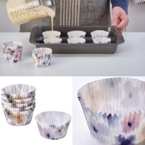 IKEA 주방 용품 제빵 베이킹 컵케익 머핀 꽃무늬 종이 틀 컵 65P 세트