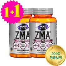 NOW Foods 1+1 나우푸드 제트엠에이 ZMA 머슬 리커버리 90 베지캡슐 마그네슘 아연 비타민 B6, 2개 세트
