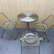 아크릴 스테인리스 카페 투명 의자 테이블 세트, 스테인리스 접는 의자