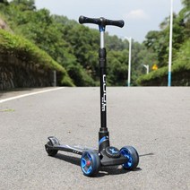3발 퀵보드 3륜 세발 타이어 경량 휴대용 출퇴근용 씽씽이 접이식 스케이트 와이드 휠, 블랙 블루