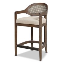 Jennifer Taylor Home Americana 68.6cm(27인치) 케인 백 카운터 높이 바 스툴 토프 베이지 텍스처 위브, Taupe Beige Textured Weave