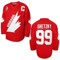 아이스하키 하키 반티 축구복 티셔츠/상의 Gretzky 저지 1991 쿠페 팀 캐나다 컵 레드 남성 스포츠 스웨터 스티치 문자 번호 S-XXXL