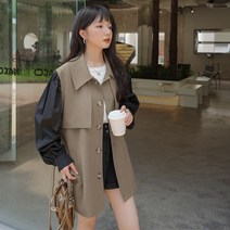 예쁜 배색 여성 반 짧은 하프 트렌치코트 바바리 자켓 봄 가을 여자 데일리룩 아우터