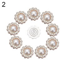 10PCS 진주 라인 석 꽃 합금 단추 반짝이 드레스 코트 의류 Embellishments DIY 수제 바느질 액세서리, 2
