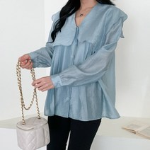 코지 여자 남심저격 찰랑 프릴 빅 세라 카라 심플 블라우스