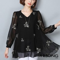 아이엠몽 여성 빅사이즈 쉬폰 루즈핏 체형 커버 블라우스 치체