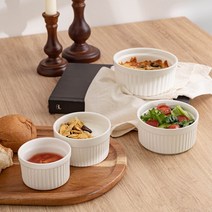 화이트 도자기 오븐 베이킹볼 램킨볼 소스 반찬요거트 샐러드 그릇 찬기 4size 택1, L, L, 1개