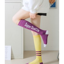 여성 짝짝이 스포츠 압박 니삭스, 연핑크+블루